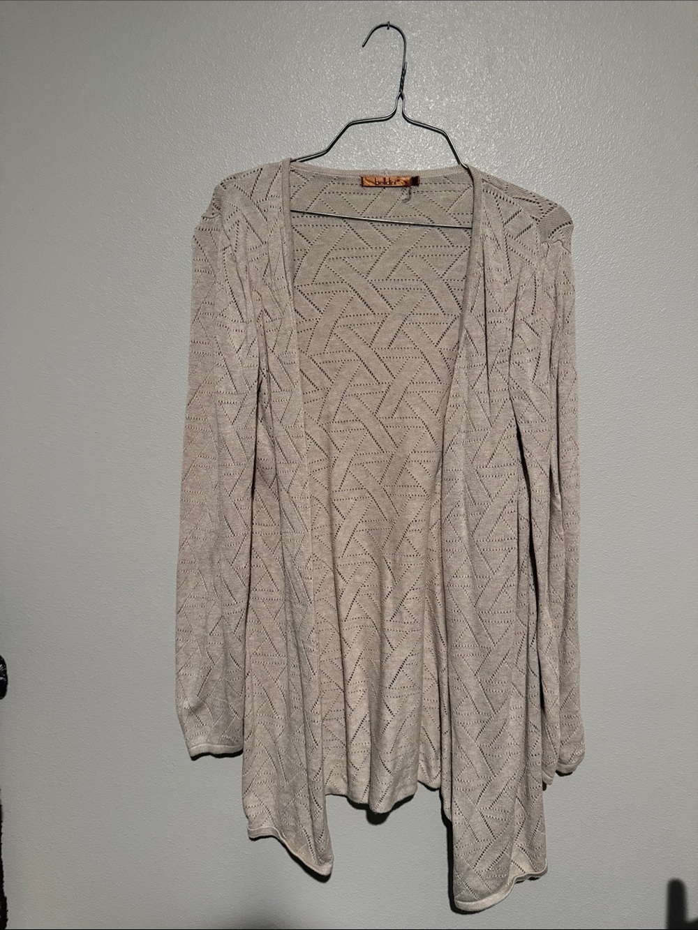 Belldini Light Beige Open Weave Draped Cardigan
